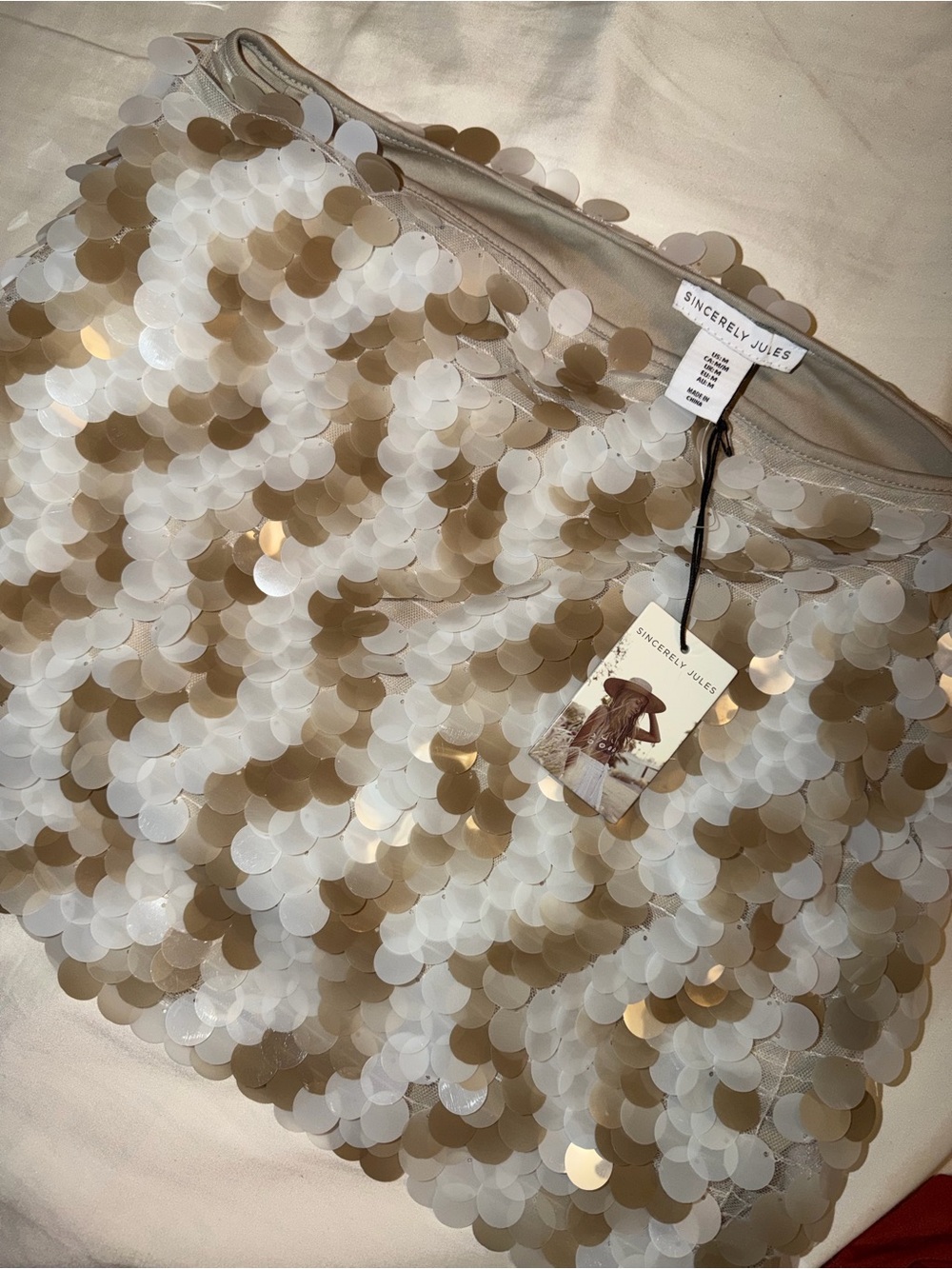 Sincerely Jules White and Gold Sequin Mini Skirt